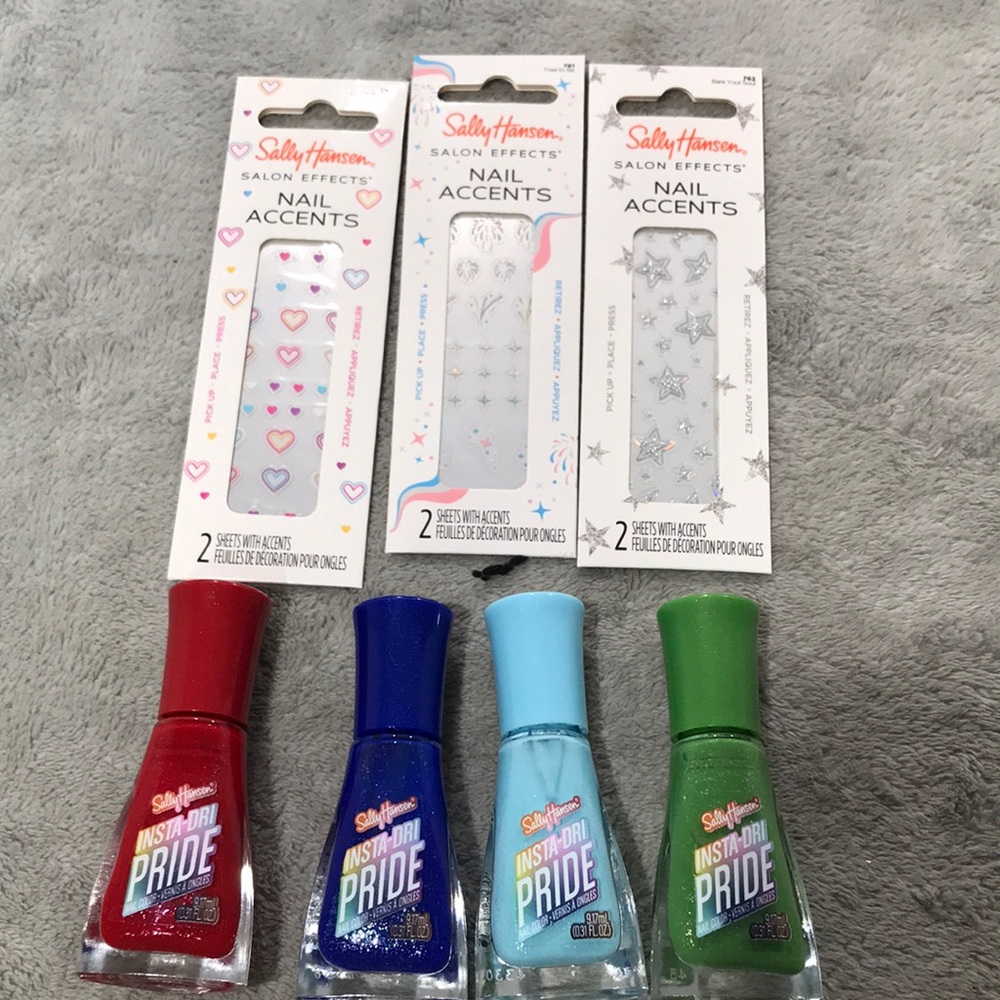 Sally Hansen Nail Polish and Nail Accent Bundle Bright Colors New